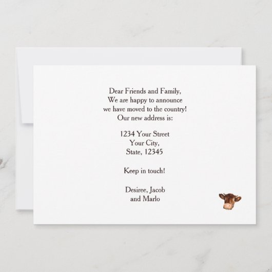 Koe Land Boerderij Rustic Barn Funny Moving Kaart (Achterkant)