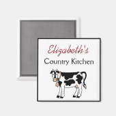 Koe land keuken gepersonaliseerd magneet (Voorkant / Achterkant)