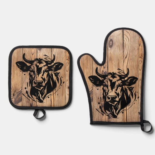 Koe land ovenwant & pannenlap set (Voorkant)