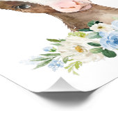 Koe, landbouwhuisdieren, schuur, blauwe bloemen, j foto afdruk (Hoek)