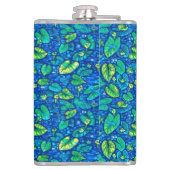 Koe Lelies, Spatterdock Zomervijver Bloemenpatroon Heupfles (Achterkant)