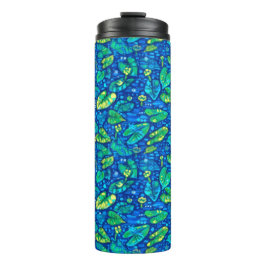 Koe Lelies, Spatterdock Zomervijver Bloemenpatroon Thermosbeker