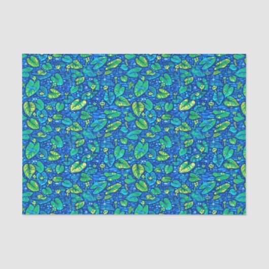 Koe Lelies, Spatterdock Zomervijver Bloemenpatroon Tissuepapier (Voorkant)