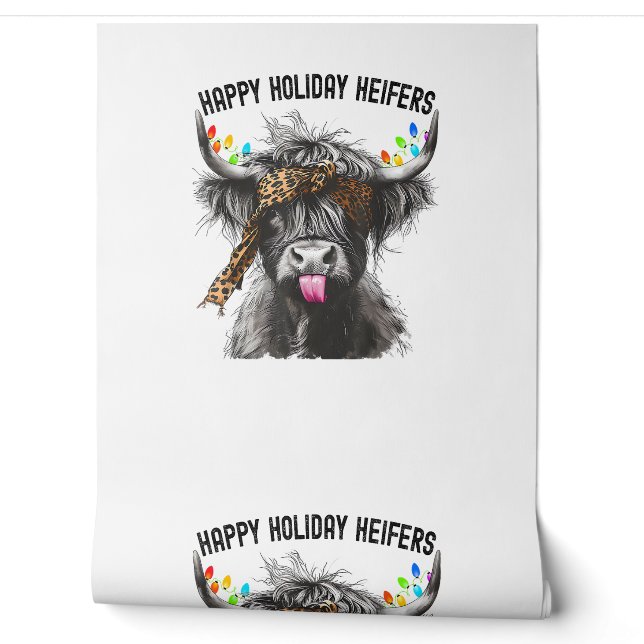 Koe Leopard Print - Happy Holiday Heifers Behang (Afrollen)