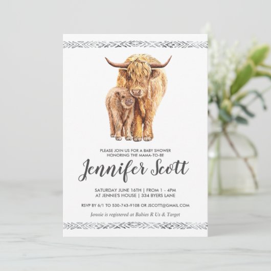 Koe Liefde Baby shower Uitnodiging (Staand voorkant)