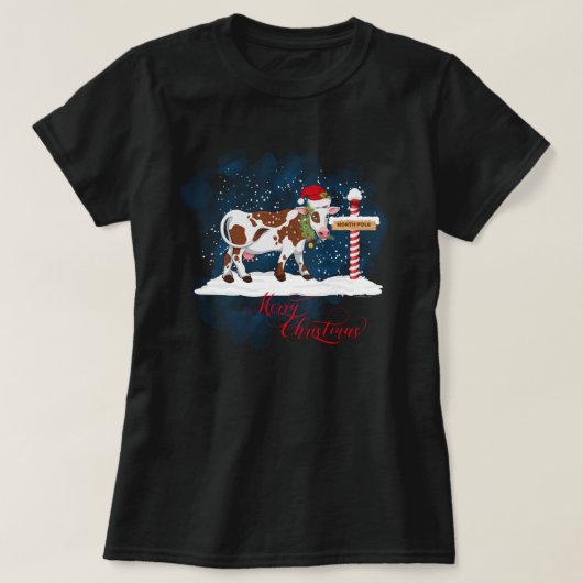 Koe liefhebbers kerst noord pool t-shirt (Design voorkant)