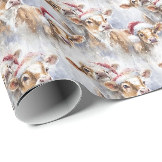 Koe Liefhebbers Kerst Waterverf Sketch Art Cadeaupapier (Rol Hoek)