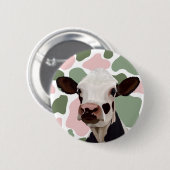 Koe Liefhebbers Sage Groen en Roze Koe Print Ronde Button 5,7 Cm (Voorkant /achterkant)