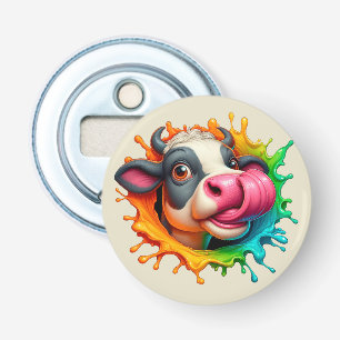 koe likkende neus button flesopener