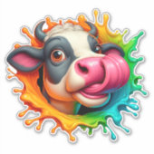 Koe likkende neus sticker (Voorkant)