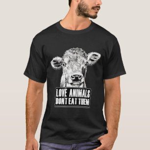 Koe Love Animals Vegan Vegetarian Women Mannen Kin T-shirt