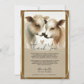 Koe Love Brown Cream Country Wedding Dank u Kaart (Voorkant)