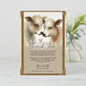 Koe Love Brown Cream Country Wedding Dank u Kaart (Staand voorkant)