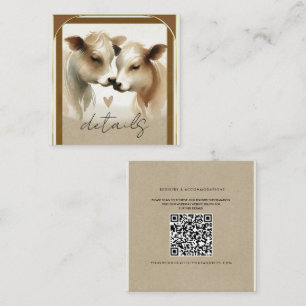 Koe Love Brown Cream Country Wedding Details Vierkante Visitekaartje