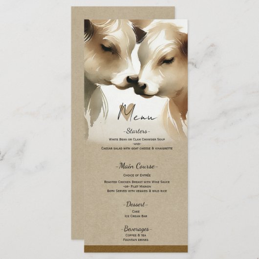 Koe Love Brown Cream Country Wedding Menu (Voorkant / Achterkant)