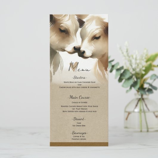 Koe Love Brown Cream Country Wedding Menu (Staand voorkant)