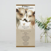 Koe Love Brown Cream Country Wedding Programma Programmakaart (Staand voorkant)