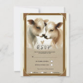 Koe Love Brown Cream Country Wedding RSVP Kaart (Voorkant)