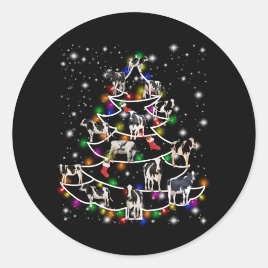 Koe Lover | Fungerend Koe kerstboomOrnamenten Ronde Sticker (Voorkant)