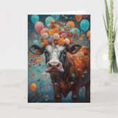 Koe Lover Painting Birthday-ballonnen Kaart (Voorkant)