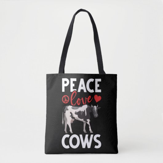 Koe Lover Peace Boerderij Animal Humor Tote Bag (Voorkant)