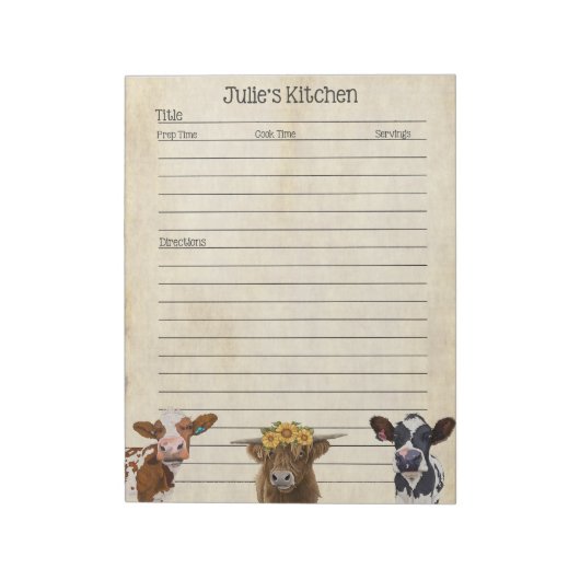 Koe Lover Recipe Pad - Ideaal om te delen Notitieblok (Linkerzijde)