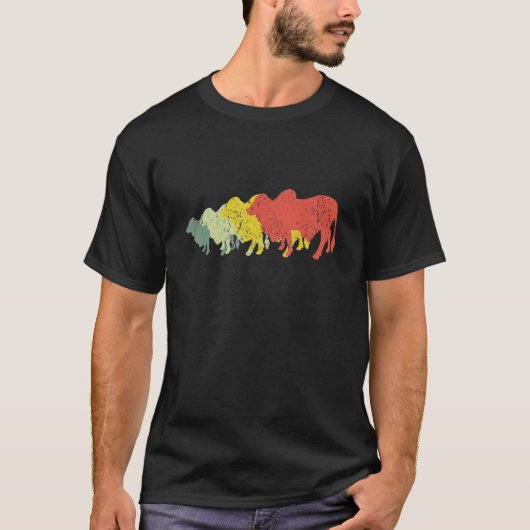 Koe Mam & Pap Silhouet Rundvee Brahman T-shirt (Voorkant)