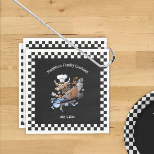 Koe Mascotte Familie Barbecue Cookout Aangepast Servet