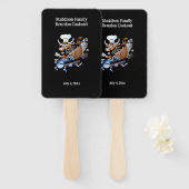 Koe Mascotte Familie Reünie Barbecue Aangepast Handwaaier (Voorkant en achterkant)