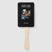 Koe Mascotte Familie Reünie Barbecue Aangepast Handwaaier (Voorkant)