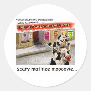 Koe Matinee Griezelfilm Grappige T-shirts & Cadeau Ronde Sticker