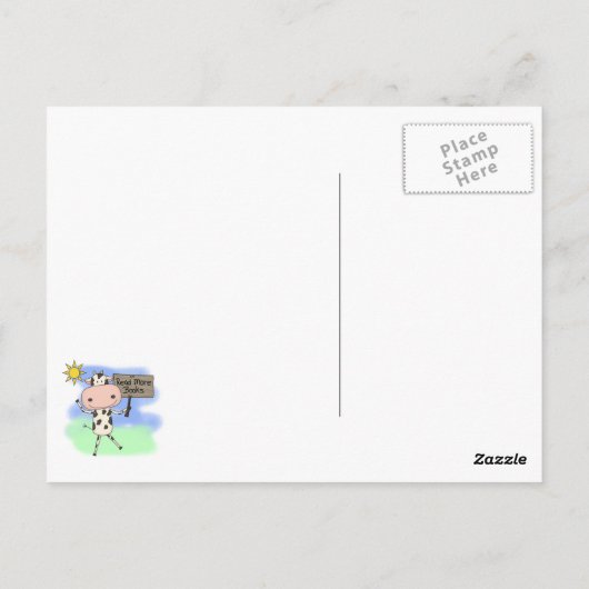 Koe Meer boeken lezen Briefkaart (Achterkant)