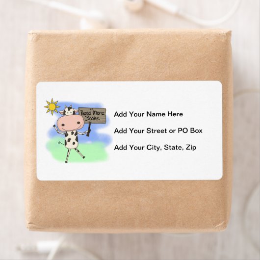 Koe Meer boeken lezen Etiket (Insitu)