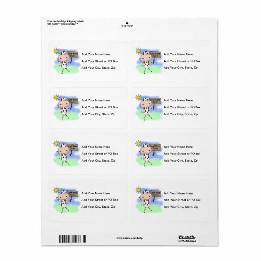 Koe Meer boeken lezen Etiket (Full Sheet)