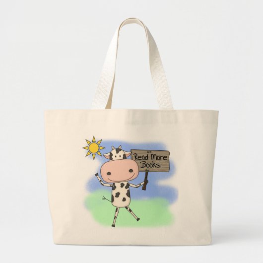 Koe Meer boeken lezen Grote Tote Bag (Voorkant)