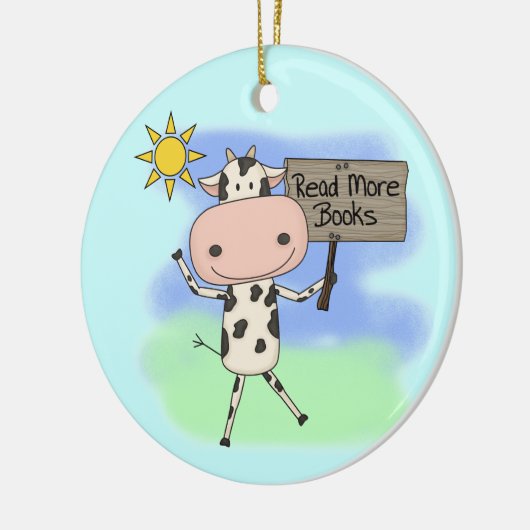 Koe Meer boeken lezen Keramisch Ornament (Links)