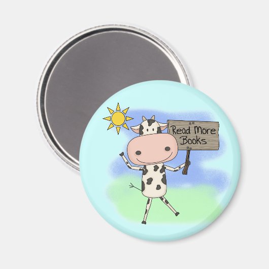 Koe Meer boeken lezen Magneet (Voorkant / Achterkant)