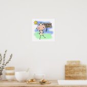 Koe Meer boeken lezen Poster (Keuken)