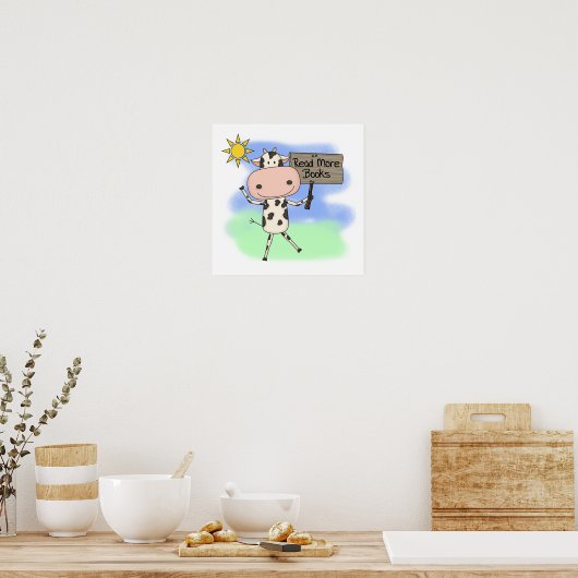 Koe Meer boeken lezen Poster (Keuken)
