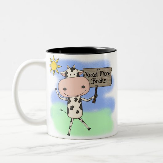Koe Meer boeken lezen Tweekleurige Koffiemok (Links)