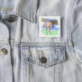 Koe Meer boeken lezen Vierkante Button 5,1 Cm (In situ)