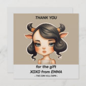 Koe meisje Party Bedankkaart (Voorkant / Achterkant)