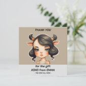 Koe meisje Party Bedankkaart (Staand voorkant)