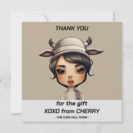 Koe meisje Party Bedankkaart