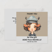 Koe meisje Party Bedankkaart (Voorkant / Achterkant)