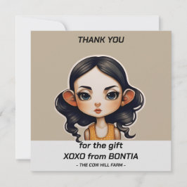 Koe meisje Party Bedankkaart