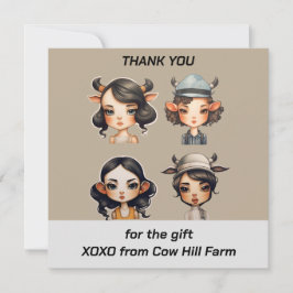 Koe meisje Party Bedankkaart