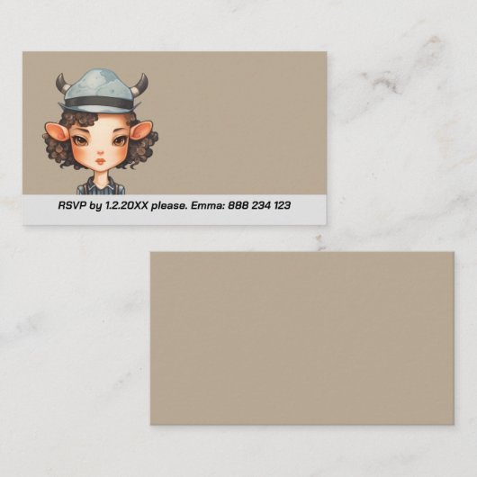 Koe meisje Party Informatiekaartje (Voorkant / Achterkant)