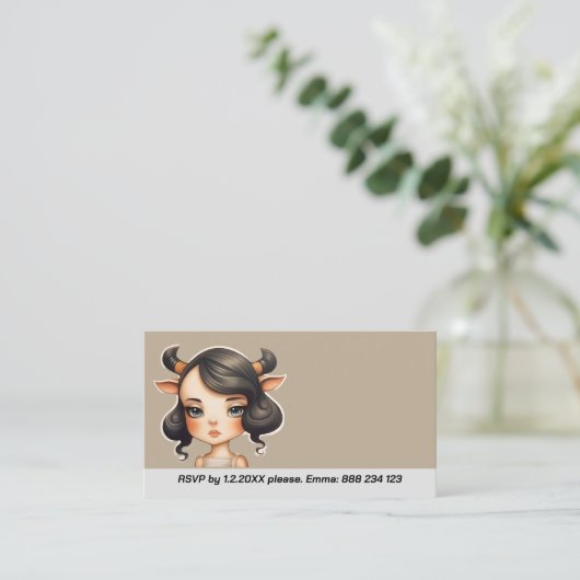 Koe meisje Party Informatiekaartje (Staand voorkant)