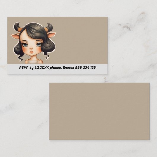 Koe meisje Party Informatiekaartje (Voorkant / Achterkant)